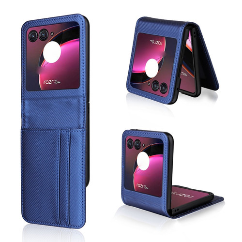 Motorola Razr+ 2023 Card Slot PU Leather PC Phone Case - Blue