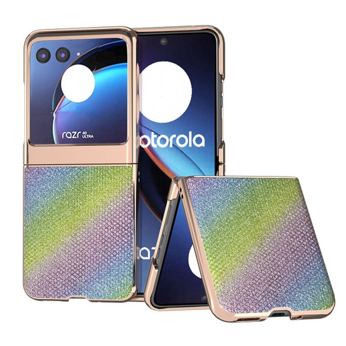 Motorola Razr+ 2023 Nano Plating Diamond Texture Phone Case - Rainbow