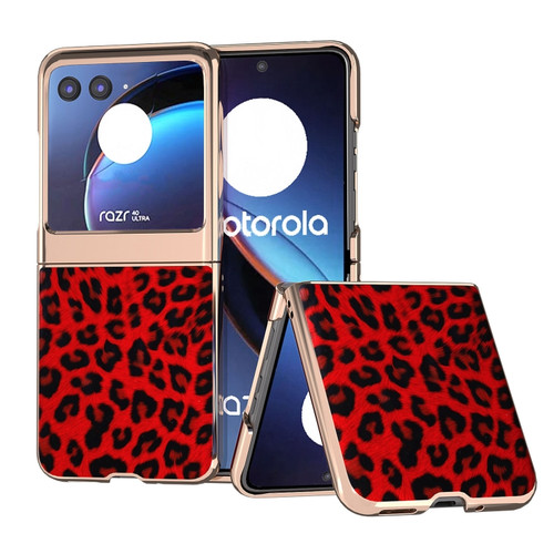 Motorola Razr+ 2023 Nano Plating Leopard Print Phone Case - Red