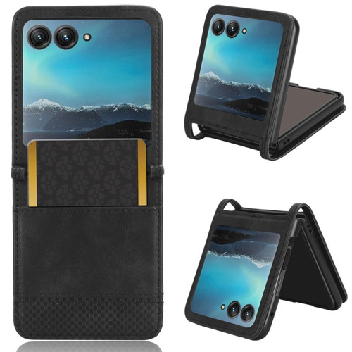 Motorola Razr+ 2023 Retro Texture Leather Phone Case - Black