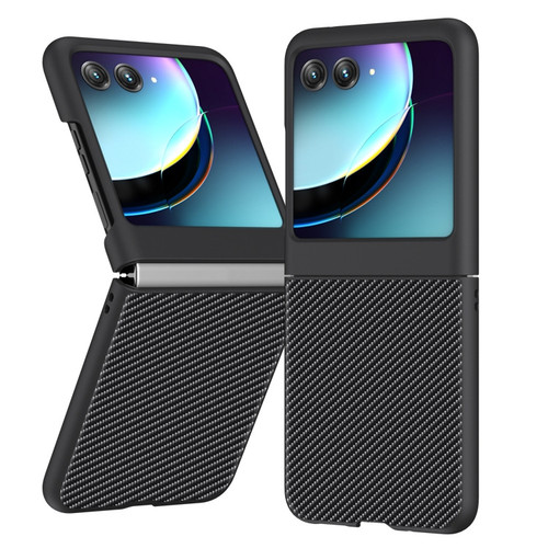 Motorola Razr+ 2023 Ultra-thin Carbon Fiber Texture Printing Phone Case - Black