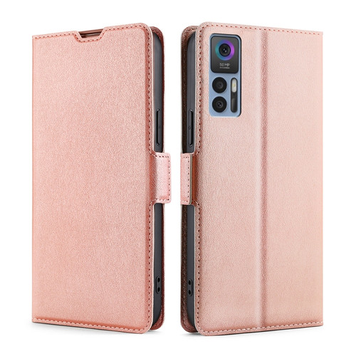 TCL 30 5G / 30+ 5G Ultra-thin Voltage Side Buckle PU + TPU Leather Phone Case - Rose Gold