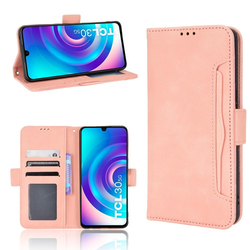 TCL 30 5G / 30+ Skin Feel Calf Texture Card Slots Leather Phone Case - Pink