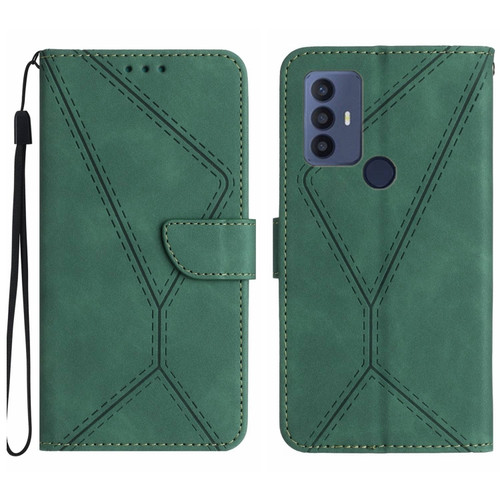 TCL 30 SE / 30E /306/305 Stitching Embossed Leather Phone Case - Green