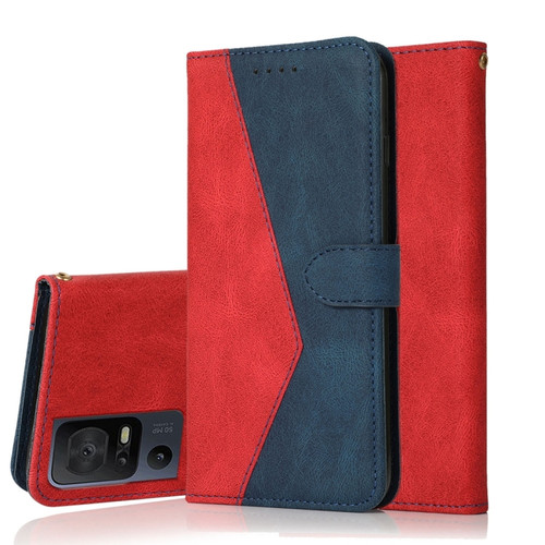 TCL 40 SE Dual-color Stitching Leather Phone Case - Red Blue