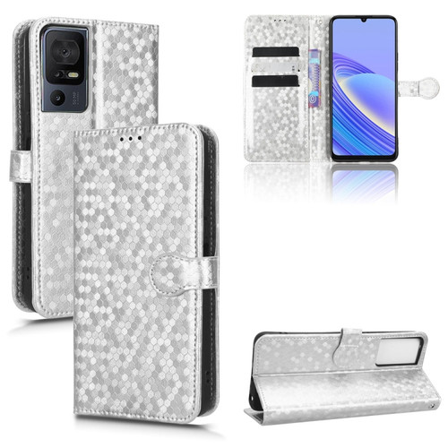 TCL 40 SE Honeycomb Dot Texture Leather Phone Case - Silver