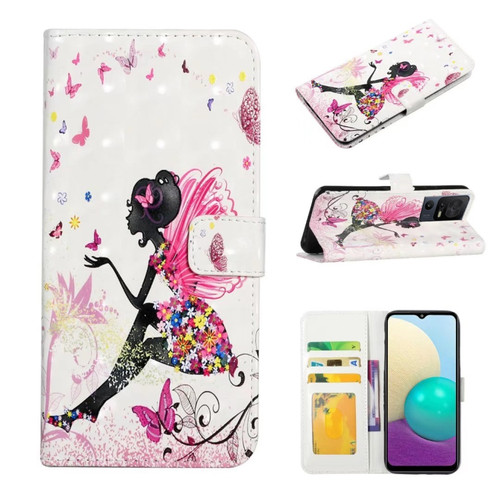 TCL 40 SE Oil Embossed 3D Drawing Leather Phone Case - Flower Fairy