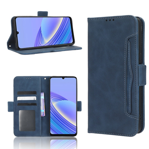 TCL 40 SE Skin Feel Calf Texture Card Slots Leather Phone Case - Blue