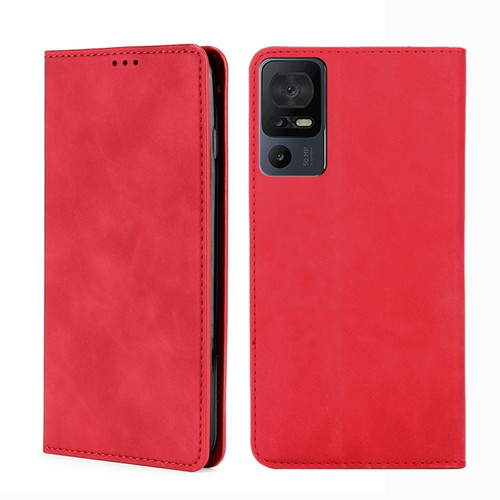 TCL 40 SE Skin Feel Magnetic Horizontal Flip Leather Phone Case - Red