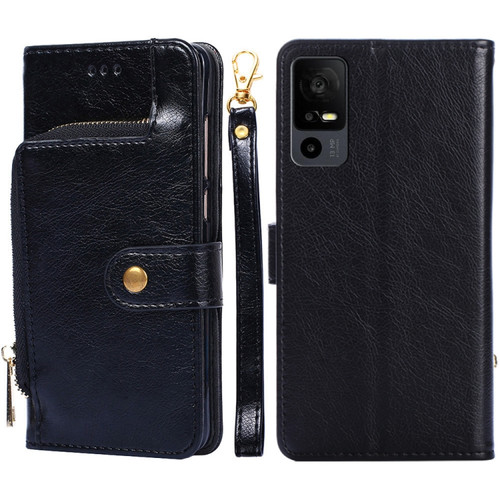 TCL 40 XE 5G / 40X 5G T601D Zipper Bag Leather Phone Case - Black