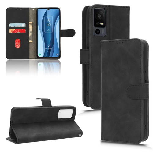 TCL 40 XL Skin Feel Magnetic Flip Leather Phone Case - Black