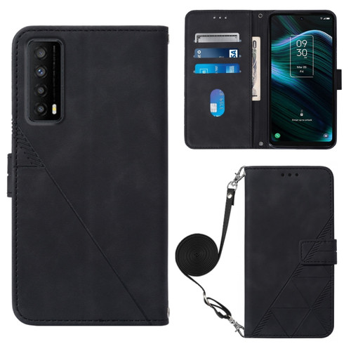 TCL Stylus 5G Crossbody 3D Embossed Flip Leather Phone Case - Black