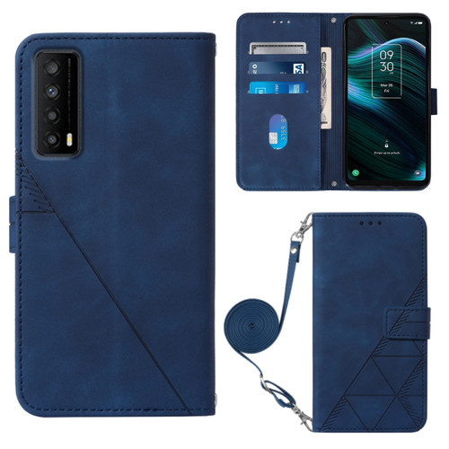 TCL Stylus 5G Crossbody 3D Embossed Flip Leather Phone Case - Blue