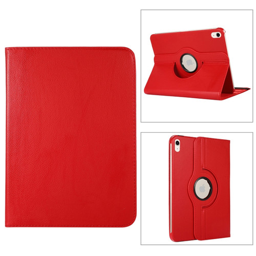 iPad 10th Gen 10.9 2022 360 Degree Rotation Litchi Texture Flip Leather Tablet Case with Holder  - Red