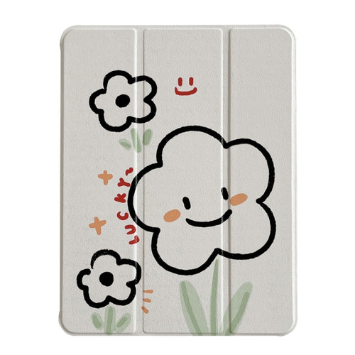 iPad 10th Gen 10.9 2022 3-Fold 360 Rotation Painted Leather Smart Tablet Case - Smile Flower