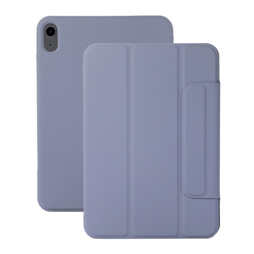 iPad 10th Gen 10.9 2022 3-fold Magnetic Buckle Leather Smart Tablet Case - Lavender Gray