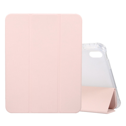 iPad 10th Gen 10.9 2022 3-folding Electric Pressed Skin Texture Leather Tablet Case - Light Pink