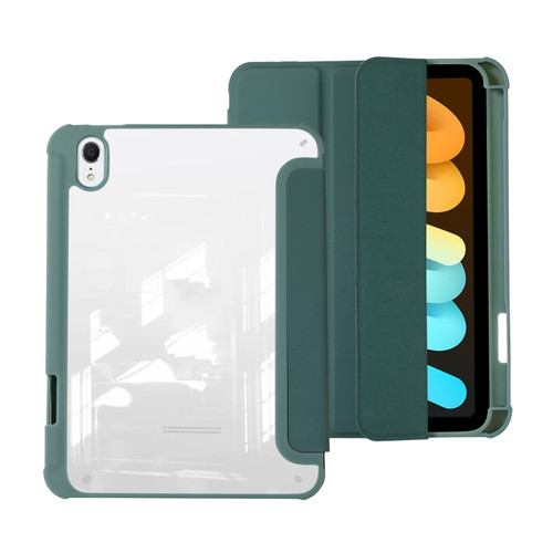 iPad 10th Gen 10.9 2022 Acrylic 3-folding Leather Tablet Case - Dark Green