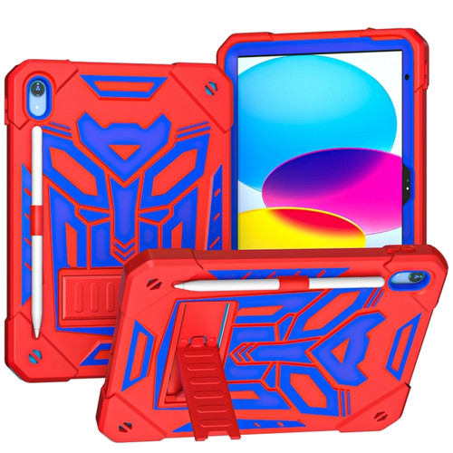 iPad 10th Gen 10.9 2022 Bumblebee Silicone + PC Shockproof Tablet Case with Holder - Red Blue