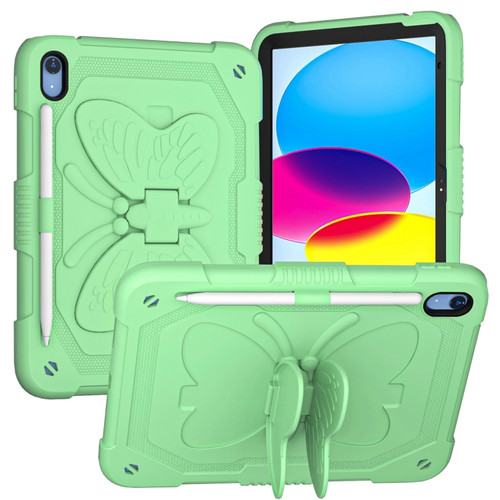 iPad 10th Gen 10.9 2022 Butterfly Kickstand Heavy Duty Hard Rugged Tablet Case - Fresh Green