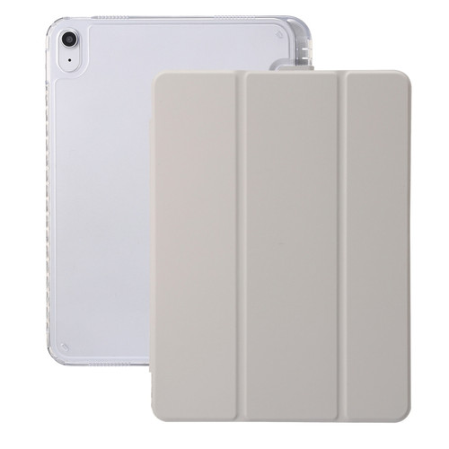 iPad 10th Gen 10.9 2022 Clear Acrylic 3-Fold Leather Tablet Case - Grey