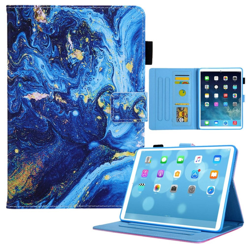 iPad 10th Gen 10.9 2022 Colored Drawing Leather Smart Tablet Case - Blue Gold