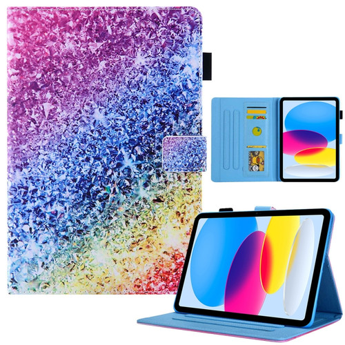 iPad 10th Gen 10.9 2022 Colored Drawing Leather Smart Tablet Case - Colorful Diamonds