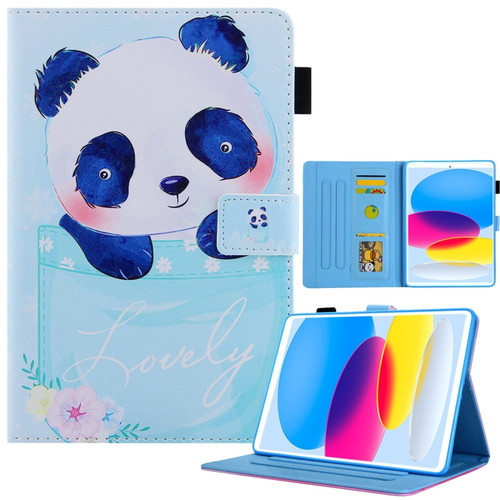 iPad 10th Gen 10.9 2022 Colored Drawing Leather Smart Tablet Case - Cup Panda