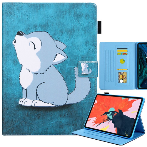 iPad 10th Gen 10.9 2022 Colored Drawing Leather Smart Tablet Case - Cute Wolf
