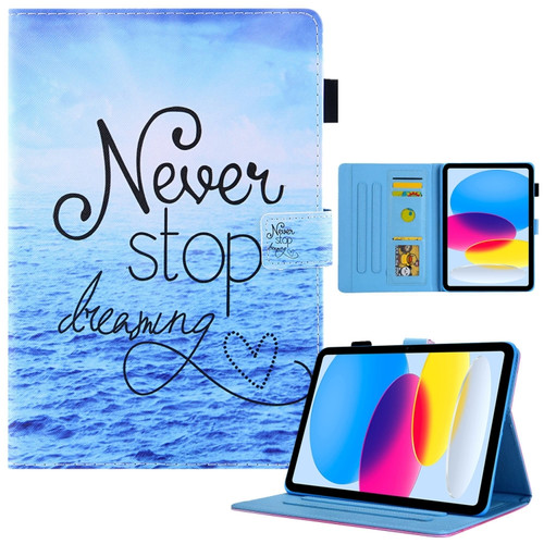 iPad 10th Gen 10.9 2022 Colored Drawing Leather Smart Tablet Case - Never Stop