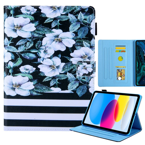 iPad 10th Gen 10.9 2022 Colored Drawing Leather Smart Tablet Case - Pear Flowers