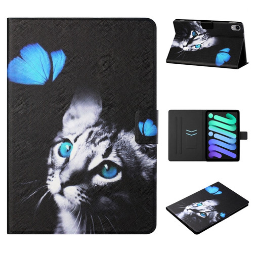 iPad 10th Gen 10.9 2022 Colored Drawing Pattern Flip Leather Smart Tablet Case - Butterfly Cat