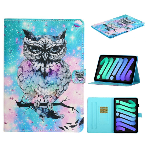 iPad 10th Gen 10.9 2022 Colored Drawing Pattern Flip Leather Smart Tablet Case - Owl