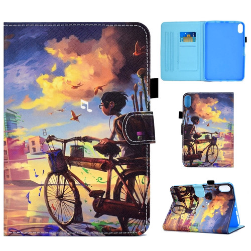 iPad 10th Gen 10.9 2022 Colored Drawing Stitching Smart Leather Tablet Case - Bike Boy