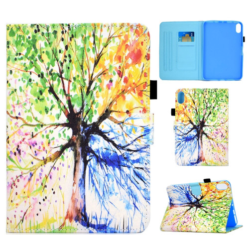 iPad 10th Gen 10.9 2022 Colored Drawing Stitching Smart Leather Tablet Case - Colorful Tree