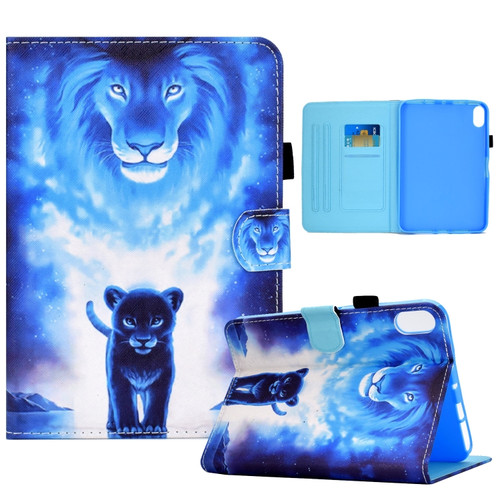 iPad 10th Gen 10.9 2022 Colored Drawing Stitching Smart Leather Tablet Case - Lion