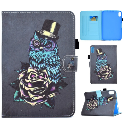 iPad 10th Gen 10.9 2022 Colored Drawing Stitching Smart Leather Tablet Case - Owl