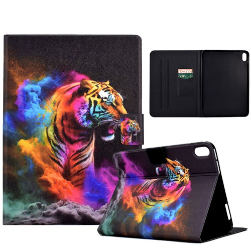 iPad 10th Gen 10.9 2022 Coloured Drawing Smart Leather Tablet Case - Tiger