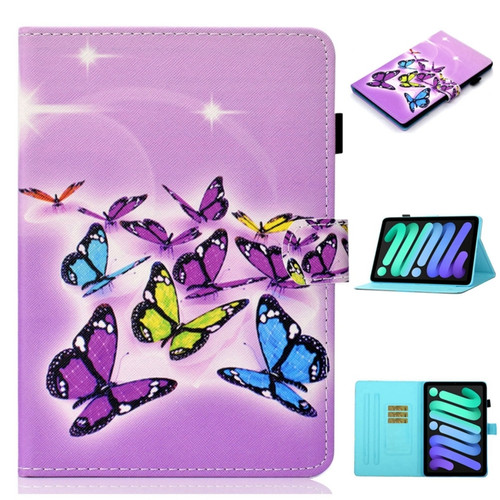 iPad 10th Gen 10.9 2022 Coloured Drawing Stitching Smart Leather Tablet Case - Butterfly