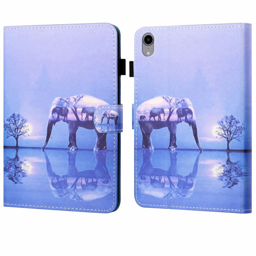 iPad 10th Gen 10.9 2022 Coloured Drawing Stitching Smart Leather Tablet Case - Elephant