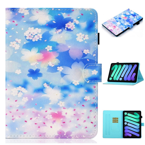 iPad 10th Gen 10.9 2022 Coloured Drawing Stitching Smart Leather Tablet Case - Petal Shower