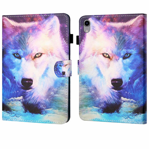 iPad 10th Gen 10.9 2022 Coloured Drawing Stitching Smart Leather Tablet Case - Wolf