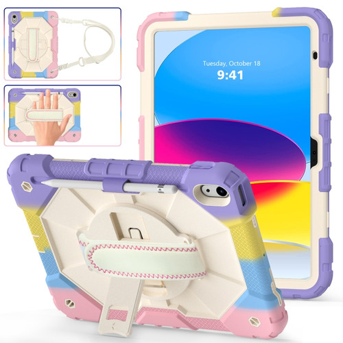 iPad 10th Gen 10.9 2022 Contrast Color Robot Shockproof Silicon + PC Tablet Protective Case - Purple+Beige