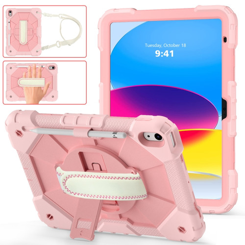 iPad 10th Gen 10.9 2022 Contrast Color Robot Shockproof Silicon + PC Tablet Protective Case - Rose Gold