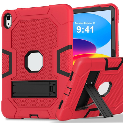 iPad 10th Gen 10.9 2022 Contrast Color Robot Silicone + PC Tablet Protective Case - Red Black