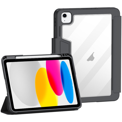 iPad 10th Gen 10.9 2022 Deformation Buckle Leather Smart Tablet Case - Black