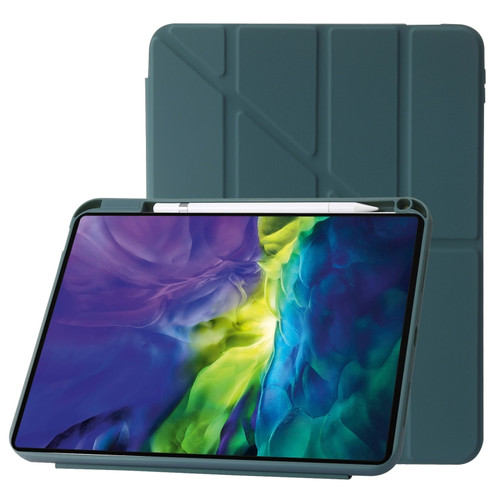 iPad 10th Gen 10.9 2022 Deformation Transparent Acrylic Leather Tablet Case - Deep Green