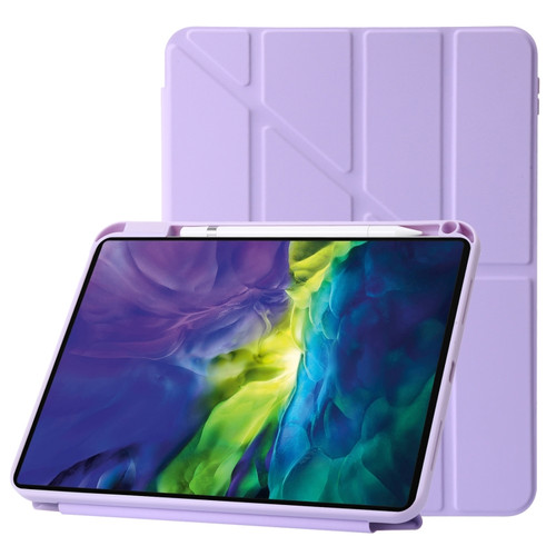 iPad 10th Gen 10.9 2022 Deformation Transparent Acrylic Leather Tablet Case - Purple