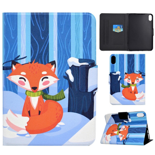 iPad 10th Gen 10.9 2022 Electric Pressed Colored Drawing Smart Leather Tablet Case - Red Fox