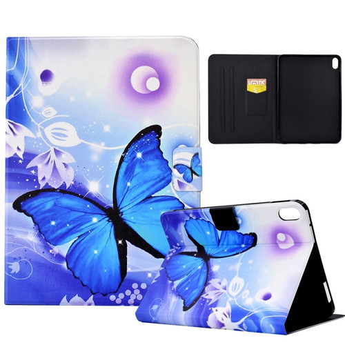 iPad 10th Gen 10.9 2022 Electric Pressed TPU Smart Leather Tablet Case - Blue Butterfly